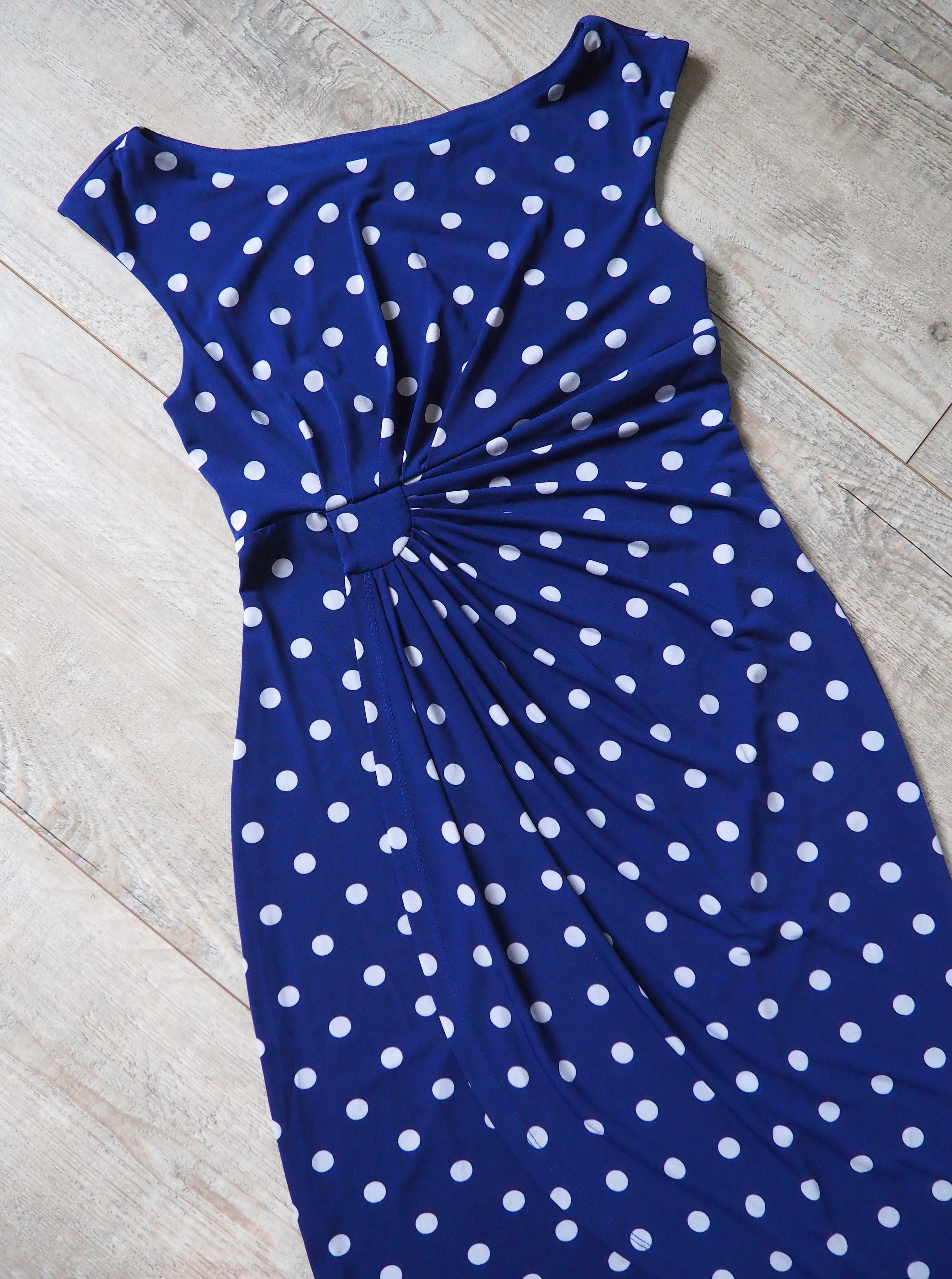 Connected Apparel_polka dot blue dress_rozmiar S/M