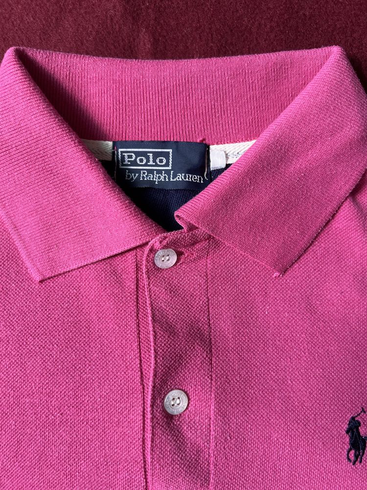 Polo Ralph Lauren Rosa Logo Azul Escuro – Tamanho L – Ótimo estado
