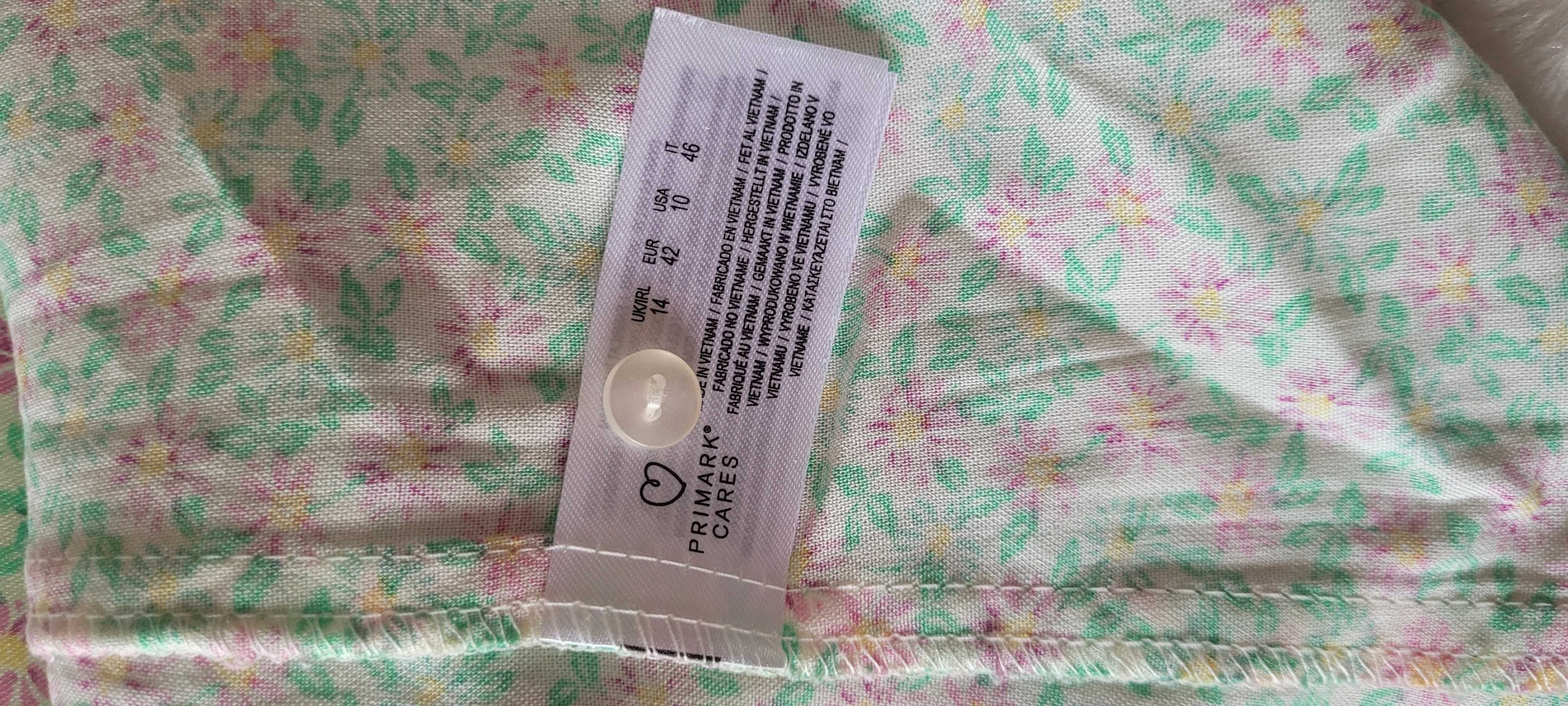 Zielono różowa rozpinana sukienka wiskoza Primark, roz42