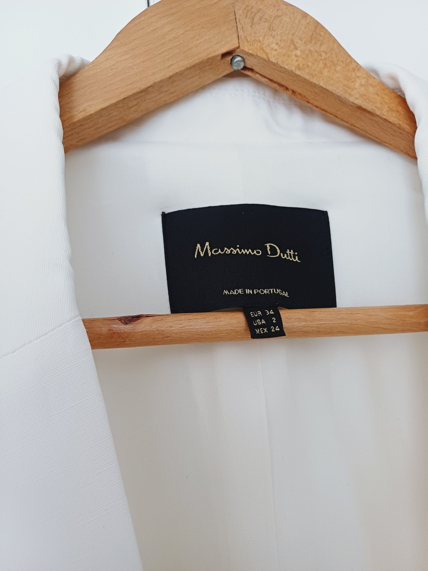 Massimo Dutti lniana marynarka biała ecru dwurzędowa len wiskoza