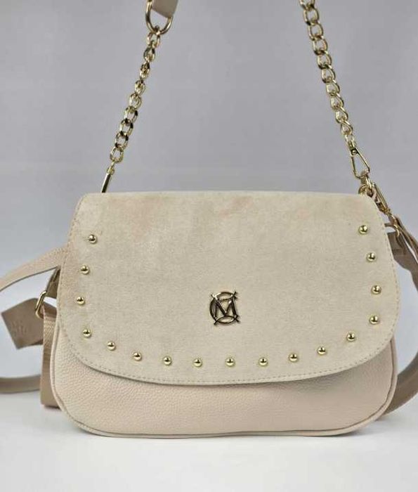 Torebka MASSIMO CONTTI raportówka listonoszka kolor Écru eko zamsz