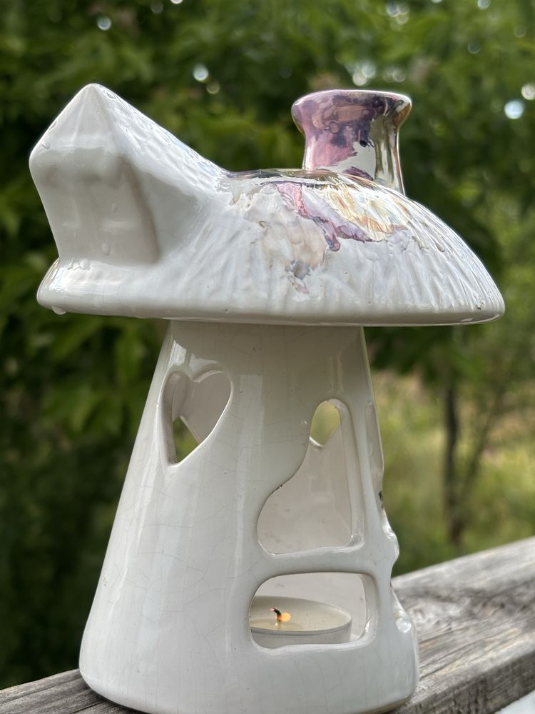 Podgrzewacz grzybek chatka kominek ceramiczny