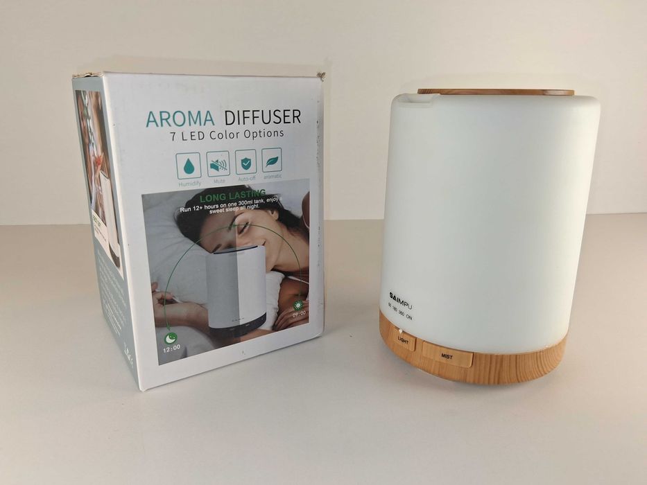 E110 Dyfuzor Zapachowy Ultradźwiękowy Saimpu Nawilżacz Powietrza LED