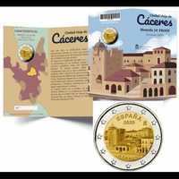 Moeda de 2€ Espanha 2023 cidade velha de Cáceres Proof