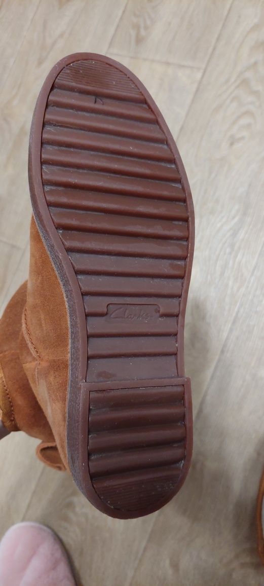 Сапоги Clarks, полусапожки, замш натуральный, мех натуральный, р.39