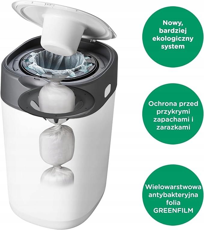 Kosz na pieluchy Tommee Tippee Twist & Click biały 29,7 x 26,2 x 39 cm