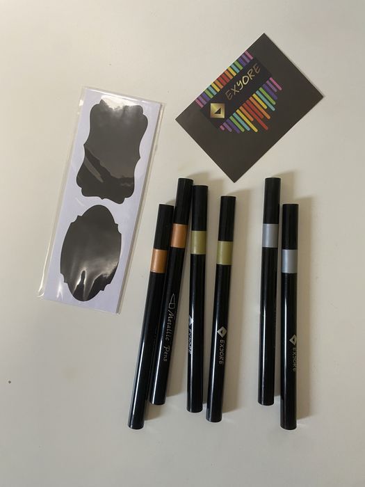 Markery metaliczne Exyore – 6 szt., złoto/srebro/miedź, pędzelkowe