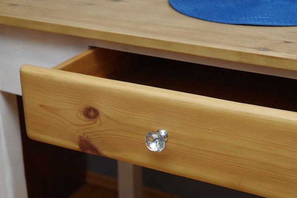 Stary, drewniany stół z szufladą, odnowiony - 120x60cm