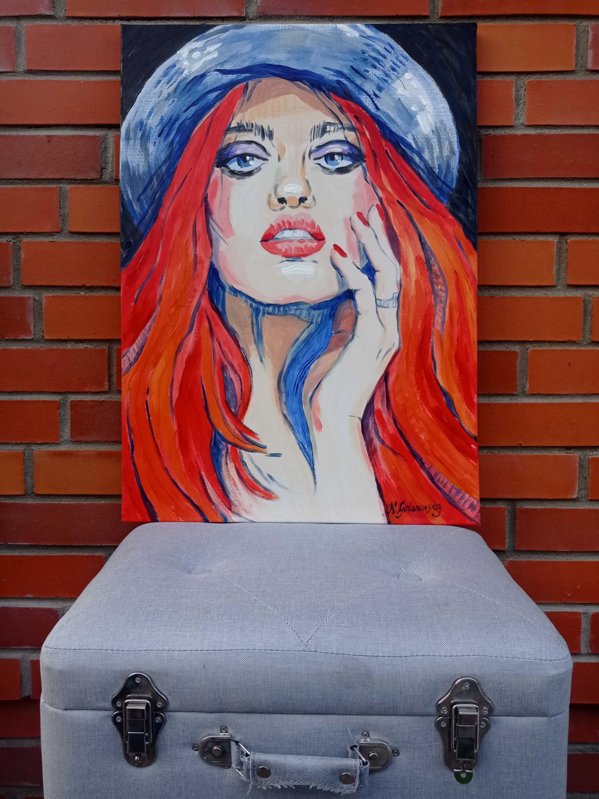 Obraz twarz pop art. Oryginał. Duży