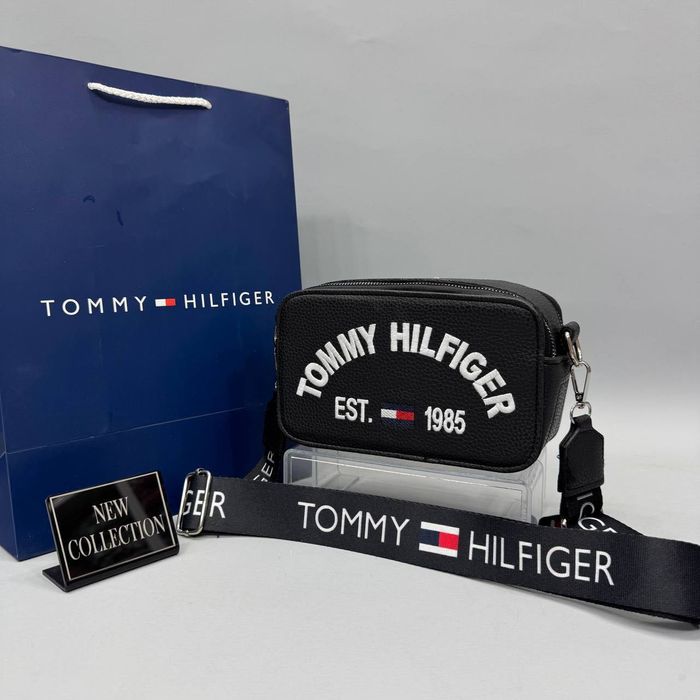 Сумка черная синяя белая женская Tommy Hilfiger Клатч Томми Хилфигер