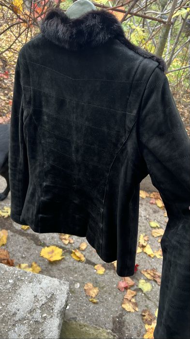 Курточка шкіряна осіння з хуртом норки
