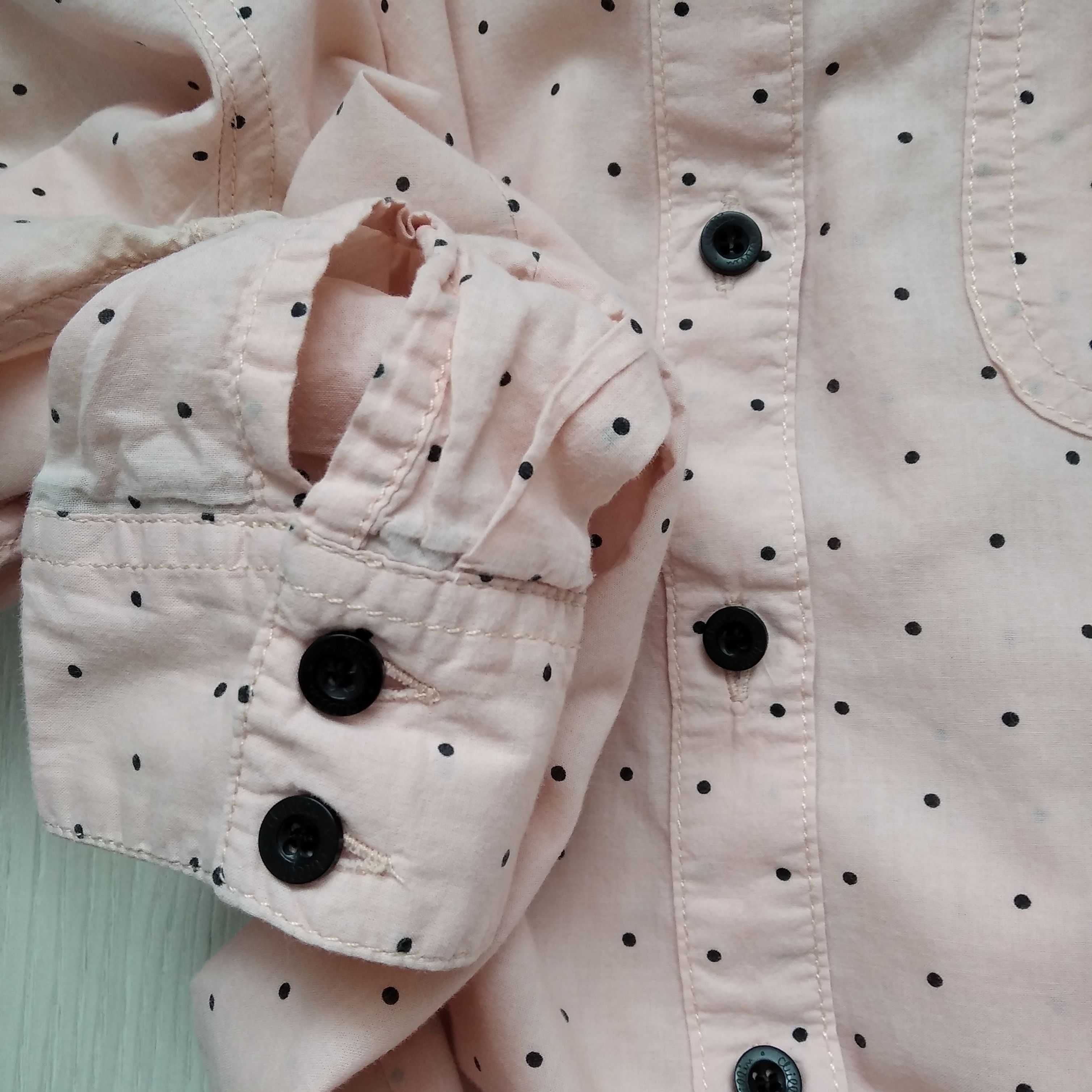 Bluzka koszulowa na guziki łososiowa w czarne kropki Chillin S36 M38