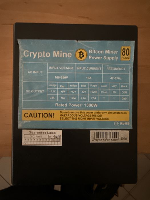 Zasilacz Crypto Mine 1300W 80 Plus – do koparki