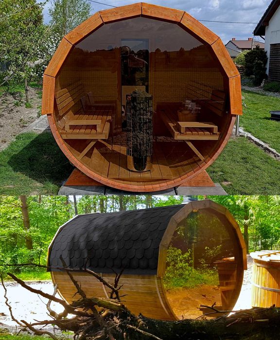 SAUNA Ogrodowa 300 cm + OKNO 100% + GRATIS Beczka 500L + Akcesoria