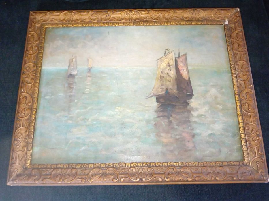Marynistyka obraz olejny piekny i bardzo stary