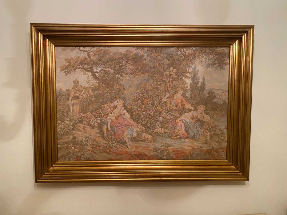 Quadro Tapeçaria cenas pastorais, clássica e decorativa– 1,23m x 0,89m
