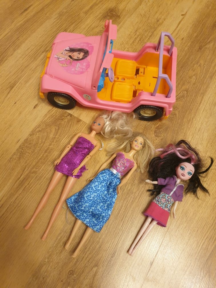 Auto kabriolet Barbie samochód dla lalek samochód i 3 lalki