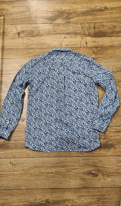 Koszula męska Knowledge Cotton Apparel niebieska kwiaty bawełna