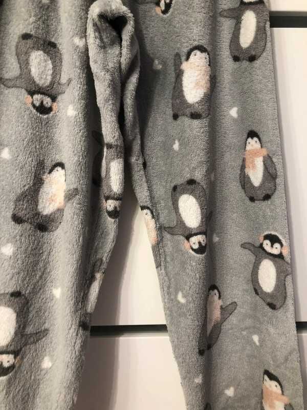 Szary komplet zestaw piżamowy piżama z pingwinami Primark