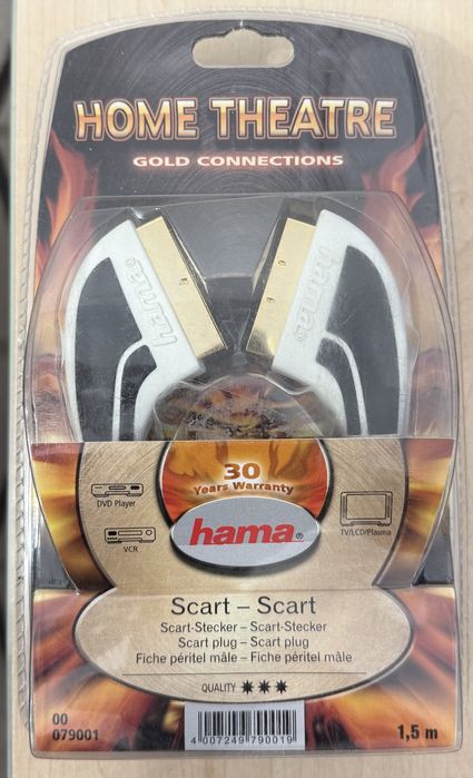 Кабель Hama SCART-SCART Gold Connections (1.5 м)