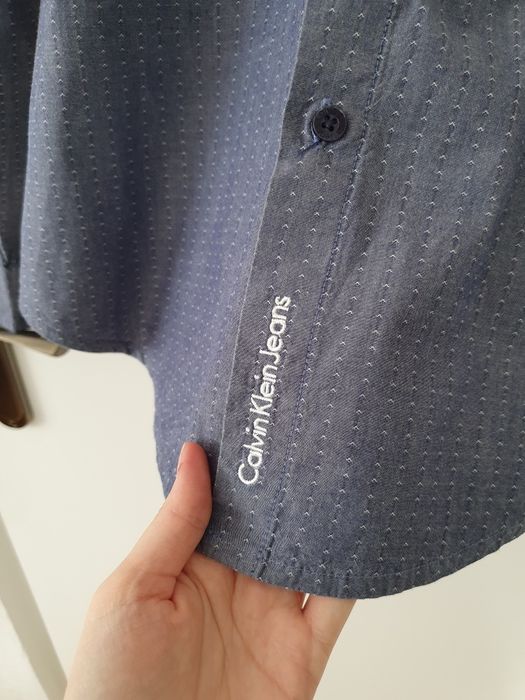 Niebieska koszula męska Calvin Klein 100% bawełna jeans