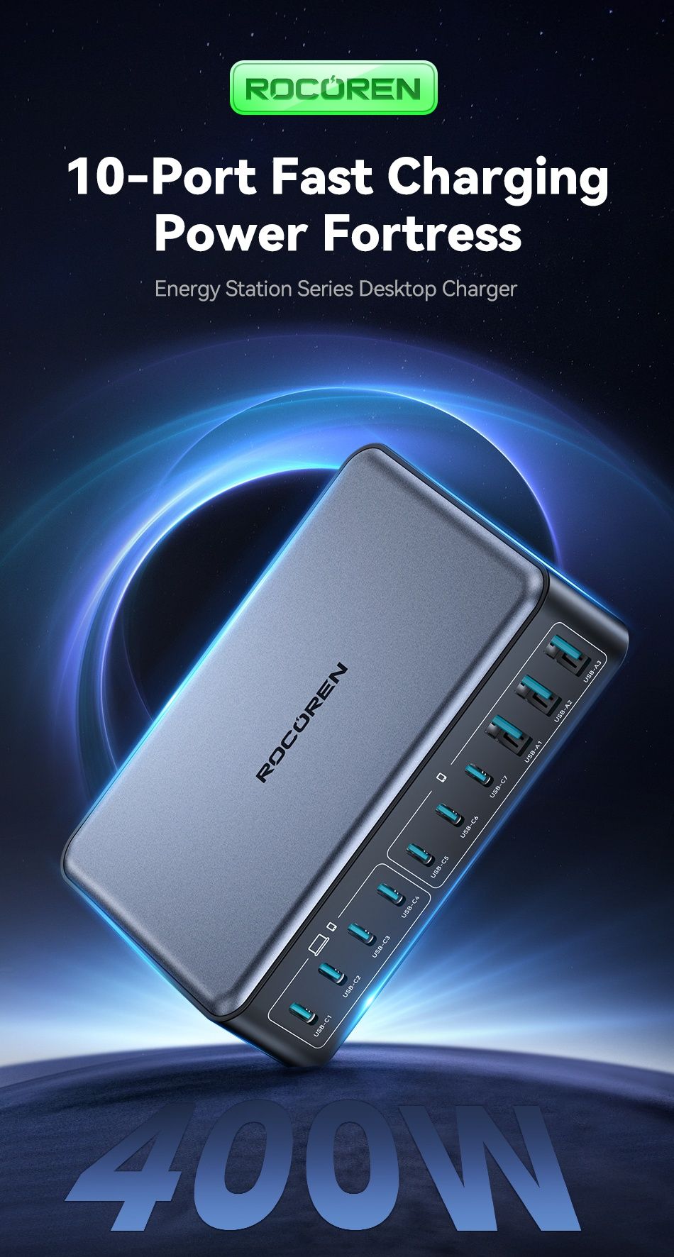 Rocoren 400W  Блок живлення/адаптер питания, зарядка. GaN.