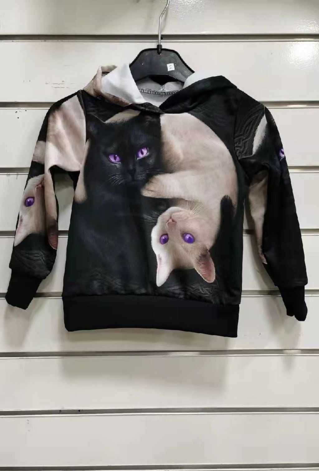 bluza dla chłopca z kapturem z nadrukiem 3D kotki