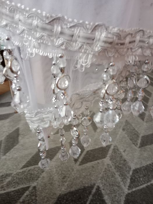 Firanka nowa z kryształkami krótka 400*160cm bez prasowania