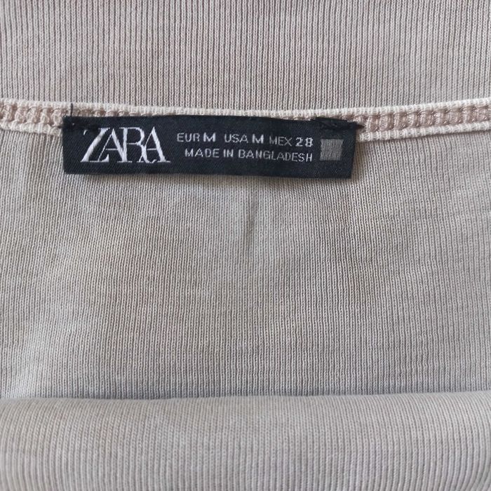 Bluzka beżowa T-shirt Krótki Rękaw r. 38 Zara Basic bawełna NOWA