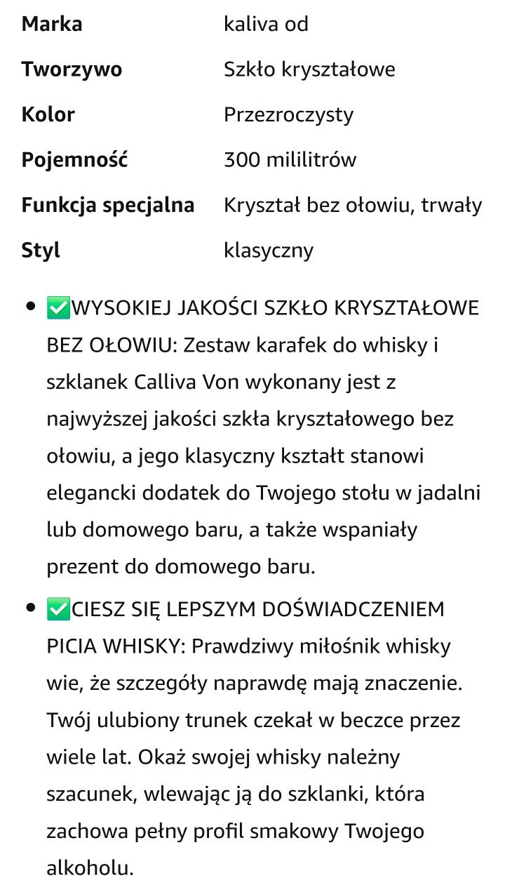 Szklanki do whisky KCALLIVA VON zestaw NOWY.