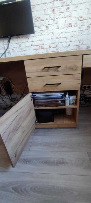 Biurko drewniane - duże, solidne, cichy domyk!