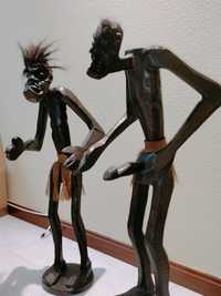 Casal de estátuas índios africanos Artesanal