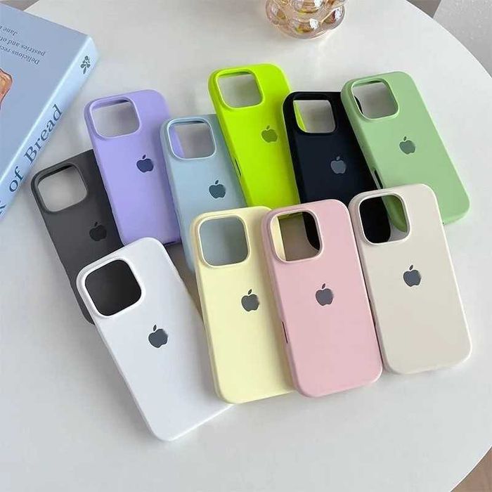 Capa original silicone para iPhone 13, 14, 15, 16, 17 todas as versões
