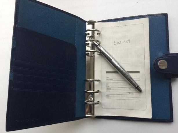 Ежедневник и ручка CROSS синяя кожа , кожаный блокнот