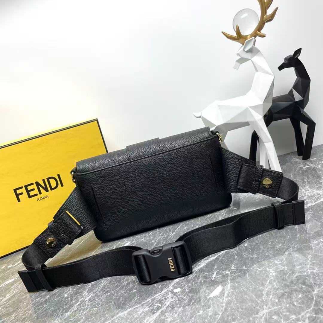 FENDI Baguette Bolsa de Ombro Preta Nova