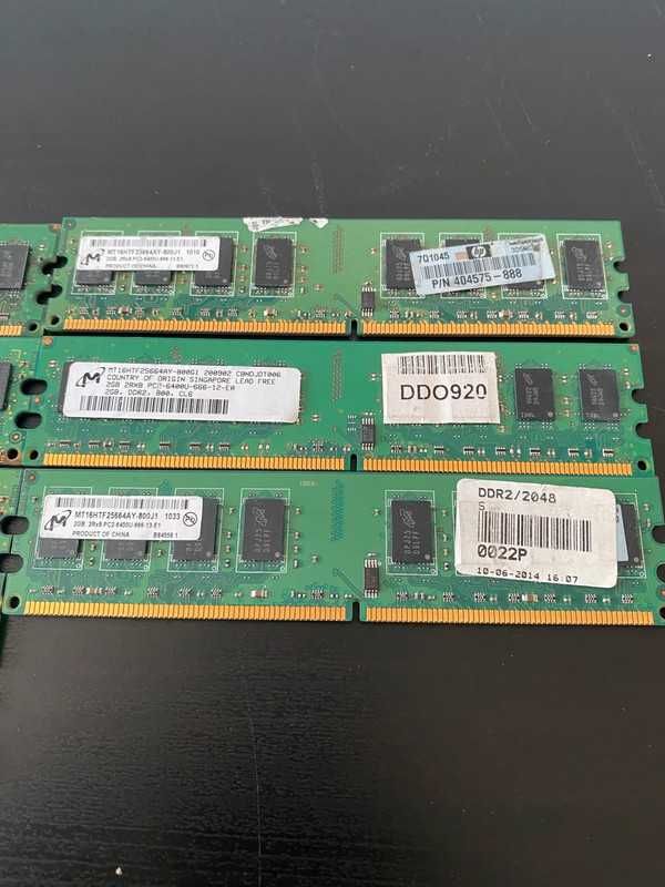 Pamięć RAM DDR2 – 11 GB łącznie – różne marki