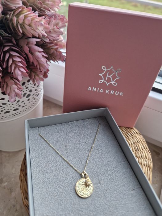 Naszyjnik medalion Ania Kruk piesc Oko proroka Serce srebro 925 złoto