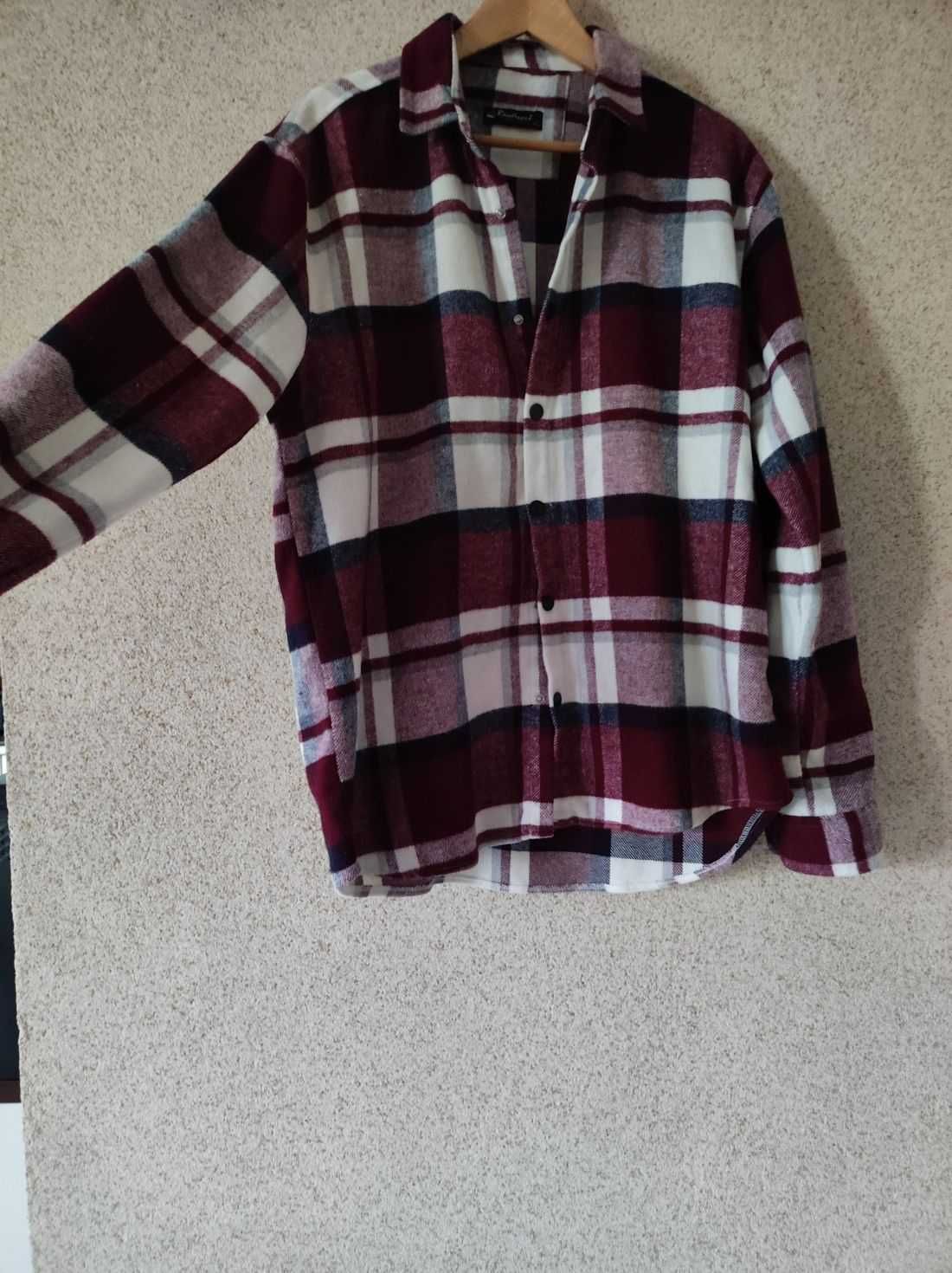 polarowa flanelowa koszula w kratę casual kurtka koszulowa zapinana