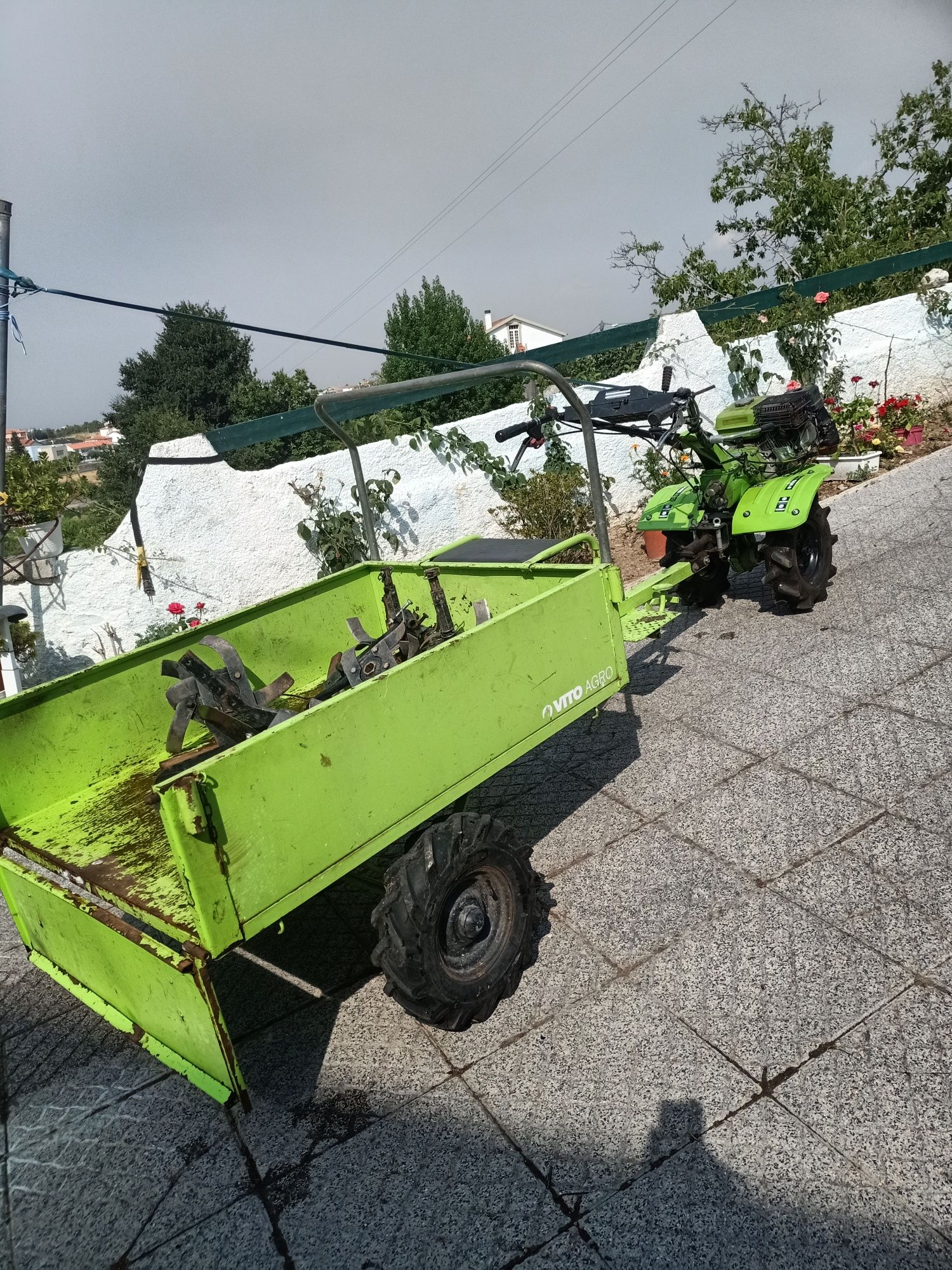 Motocultivador completo com atrelado frezes e arado