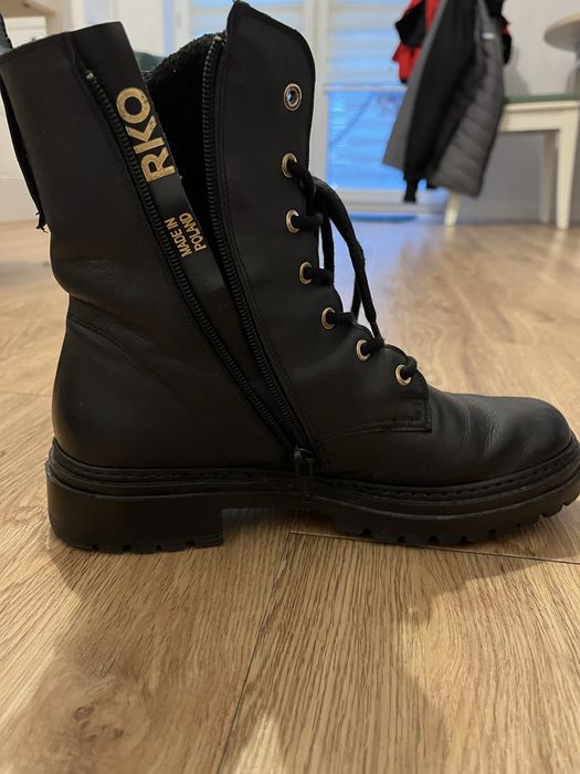 Buty zimowe damskie ryłko trapery 38 czarne