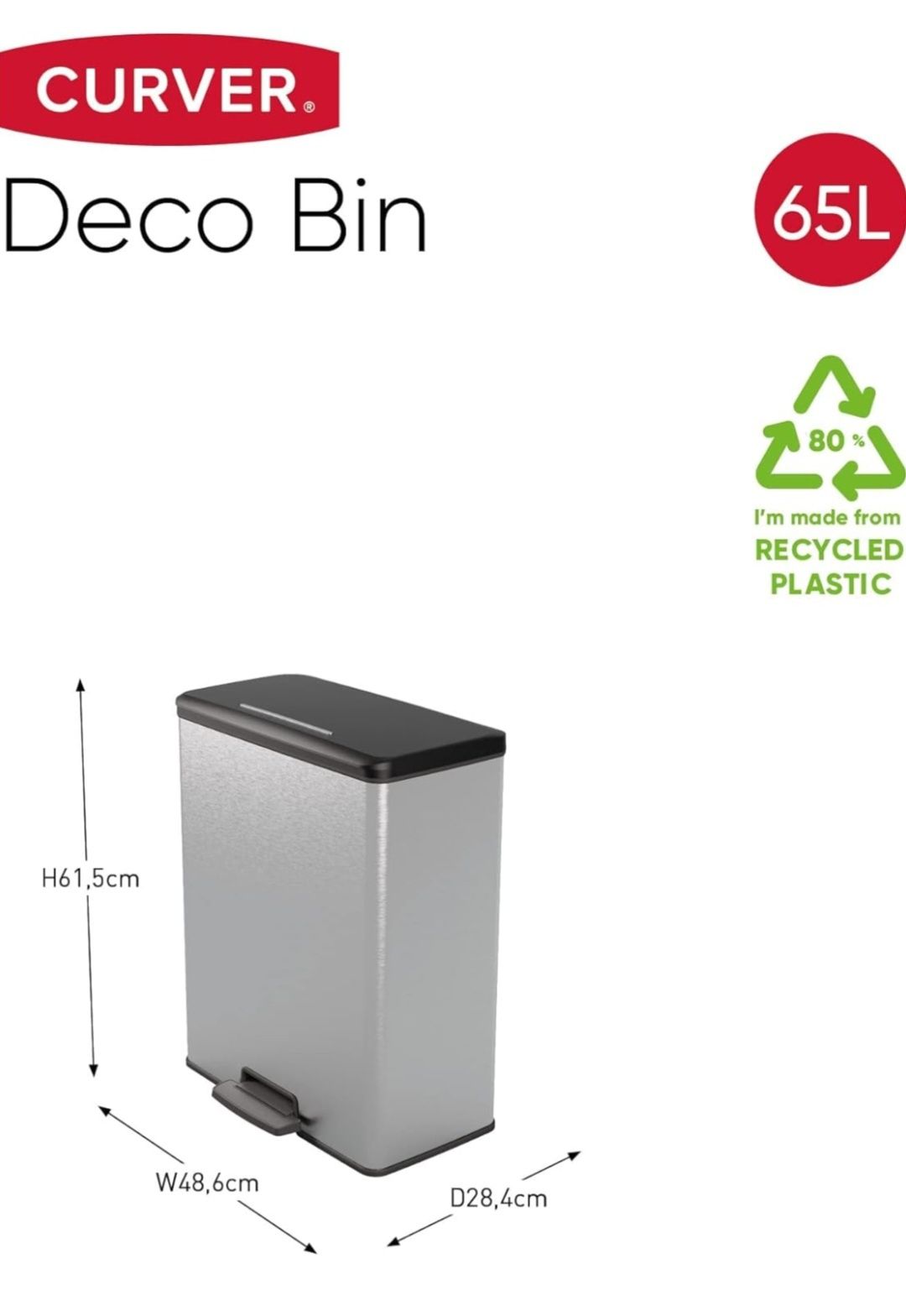 Kosz na śmieci Curver Deco Bin 65 litrów