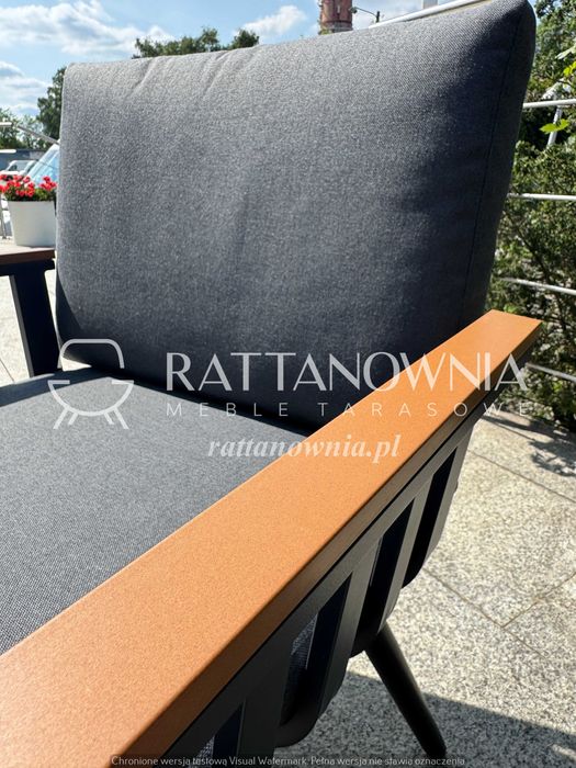 Komplet Mebli Ogrodowych Aluminiowy Zestaw na Taras Antracyt WYPRZEDAŻ