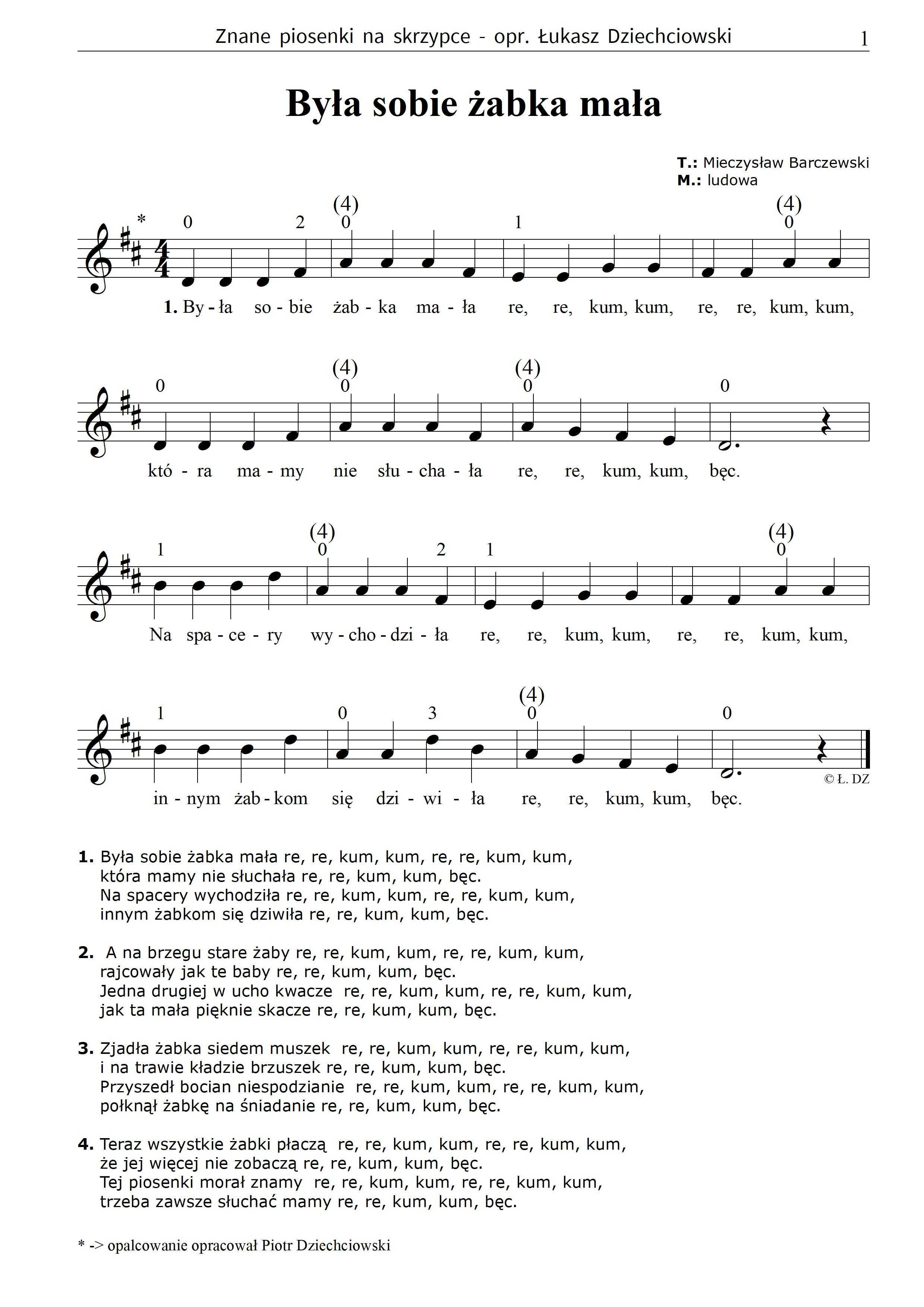 Piosenki na skrzypce - nuty 31 piosenek, słowa, mp3, nowe, łatwe