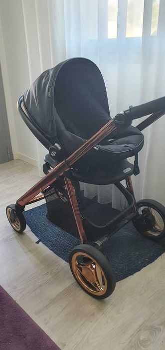 Carrinho Trio Bébécar V-pack Fumé Rose