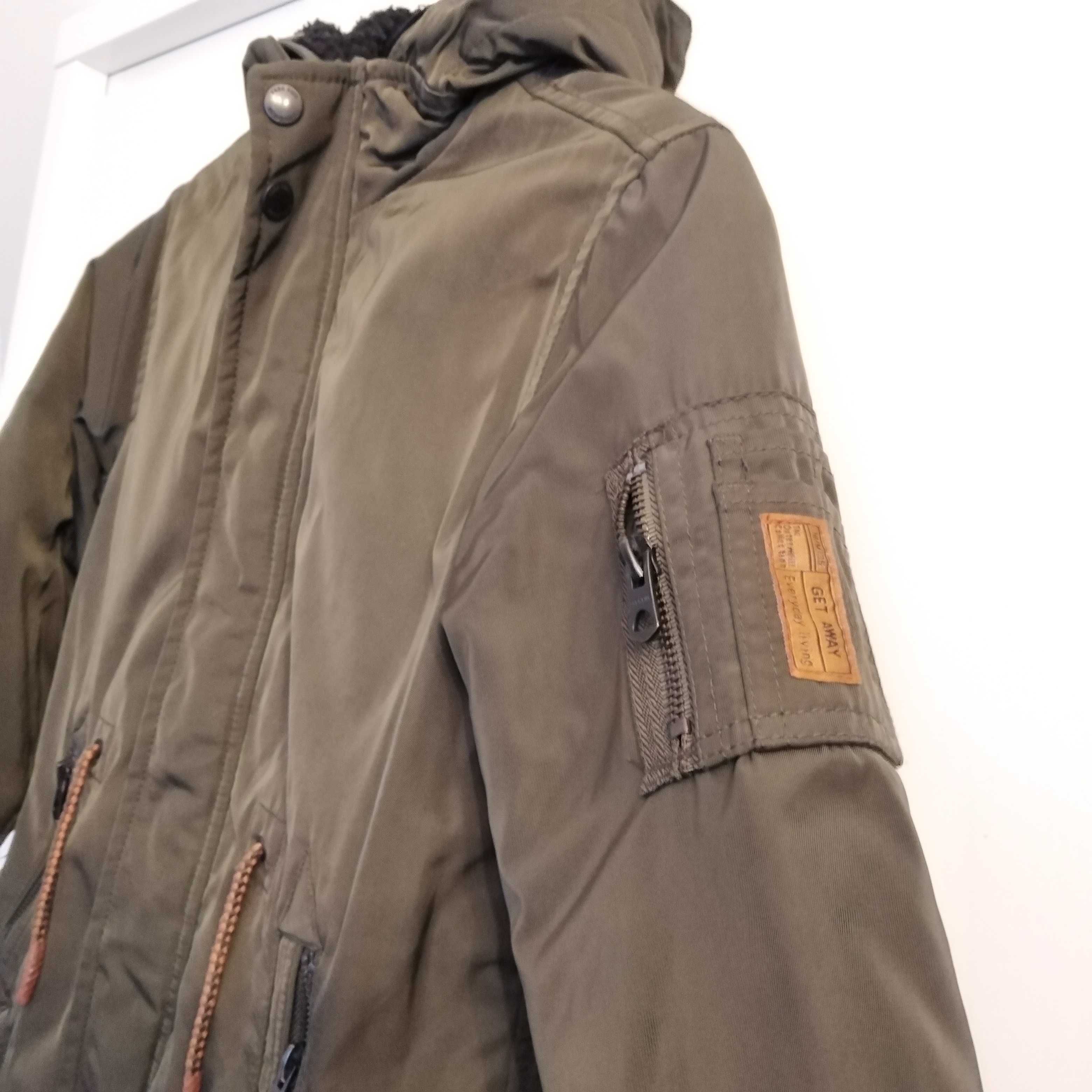 Kurtka Zara chłopięca parka 116 cm khaki ciepła zimowa