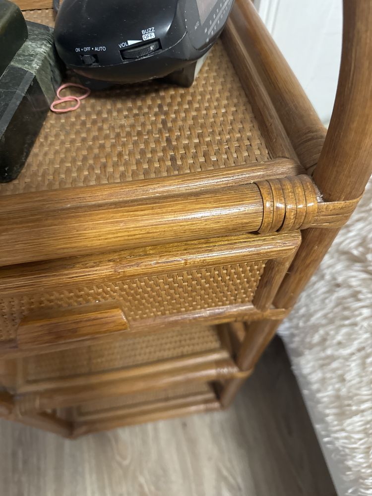 ZESTAW MEBLI RATTAN  Nocny stolik  lampa podłogowa stolik kawowy