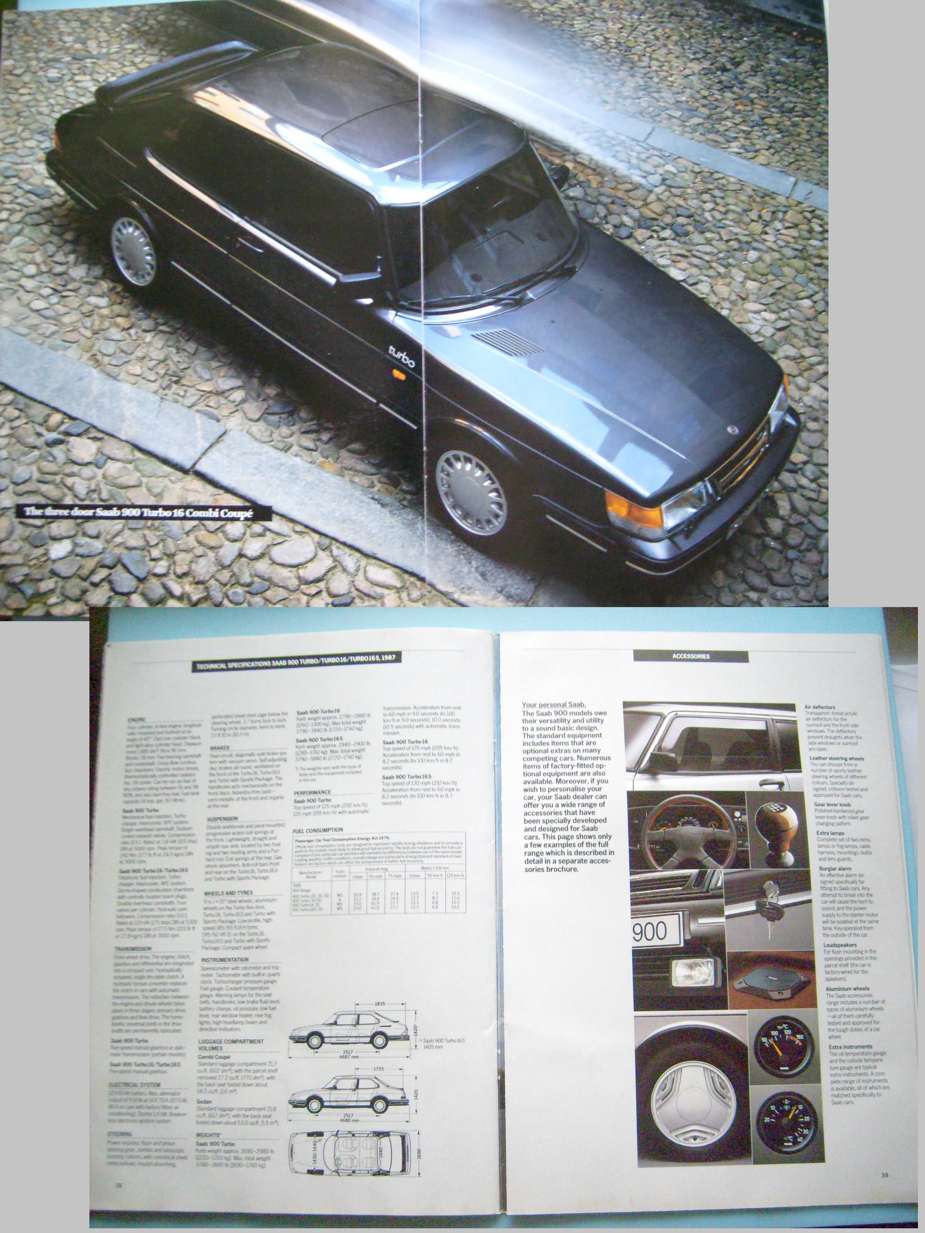 SAAB 900 / Turbo / Turbo 16 / Turbo 16 S * prospekt 1986 GB, 42 strony