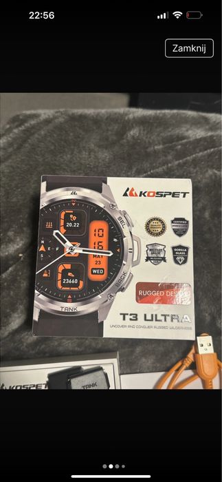Czarny zegarek kospet t3 ultra czarny z ładowarką