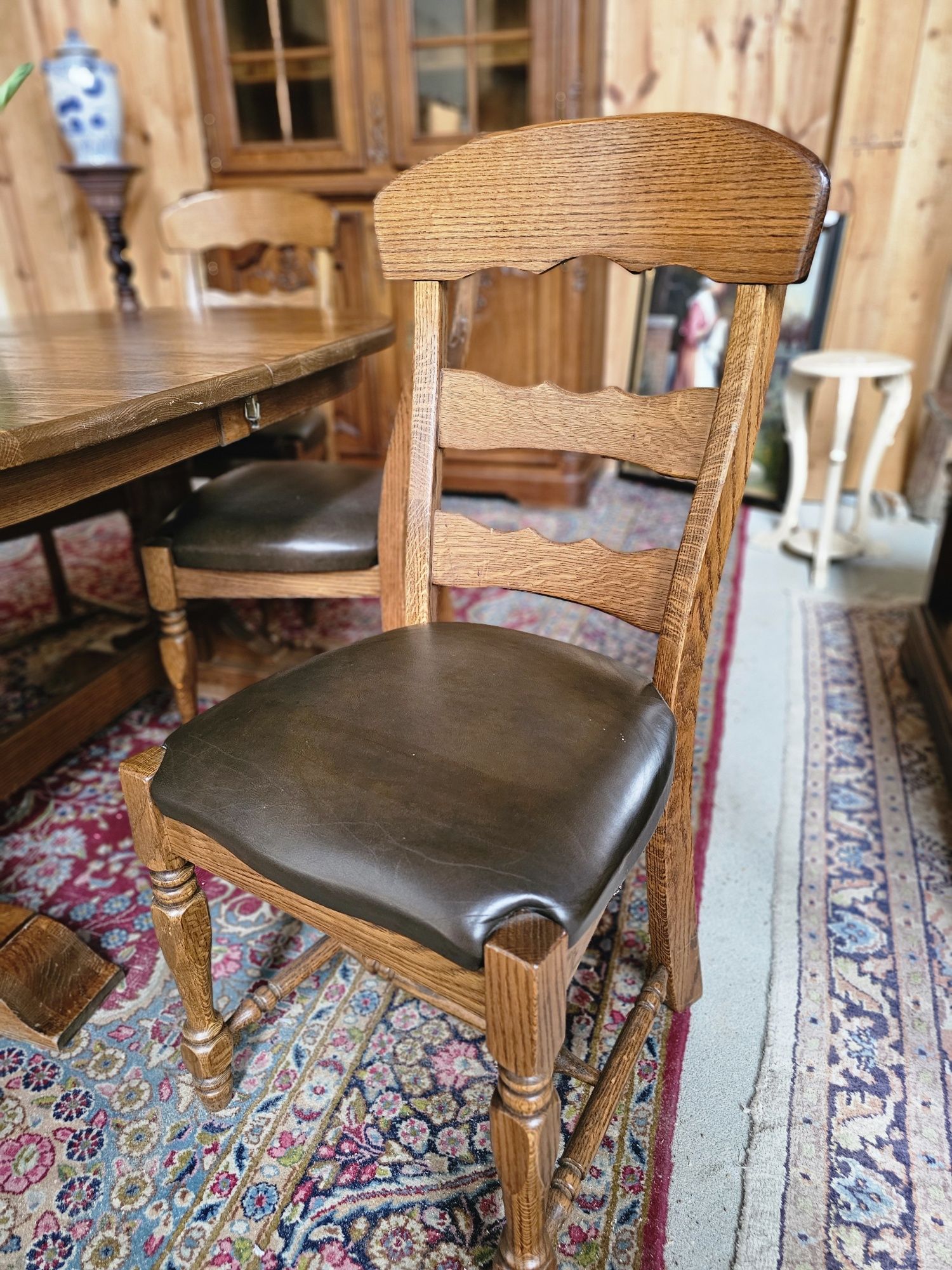 Stół dębowy rozkładany owalny z krzesłami #835 Stylowy Węgrów