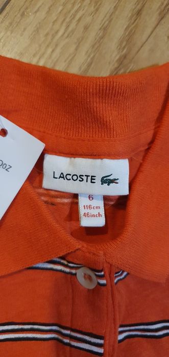 Sukienka pomarańczowa w paski dla dziewczynki Lacoste 116